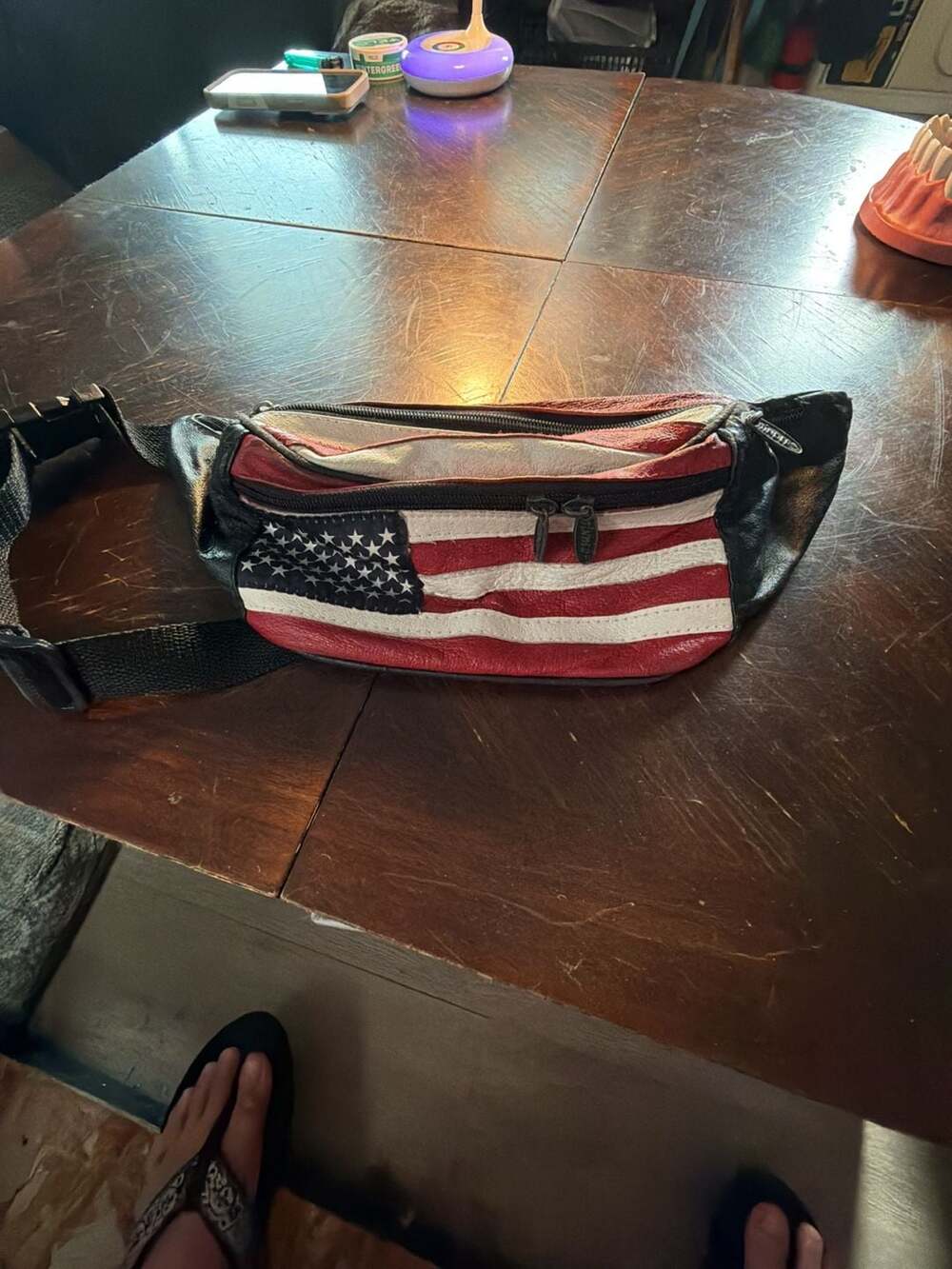 Tinder Leather American Flag Fanny Pack Multi Pocket Waist Bag